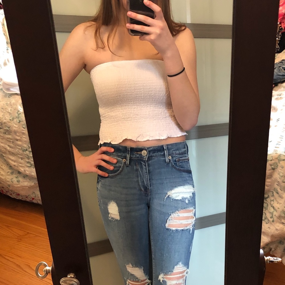 White tube top with ruffled bottom